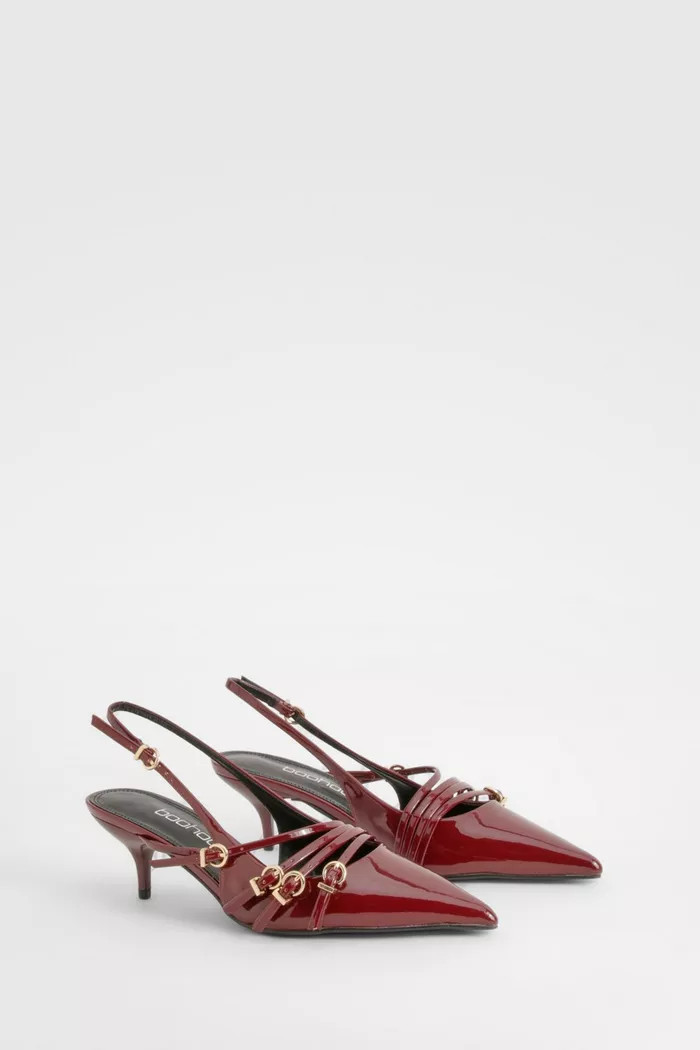 Wide Fit Low Stiletto Buckle Court Shoes | Boohoo.com (UK & IE)