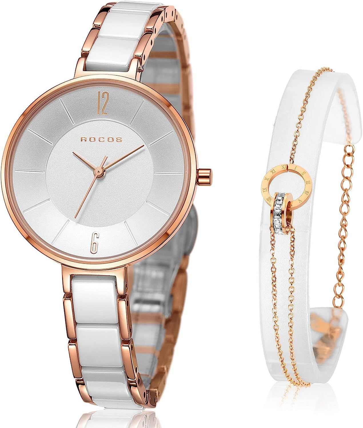 Women's Wrist Watch Accented Watch with Ceramic Bracelet Japanese Quartz Watch Crystal Analog Wat... | Amazon (US)