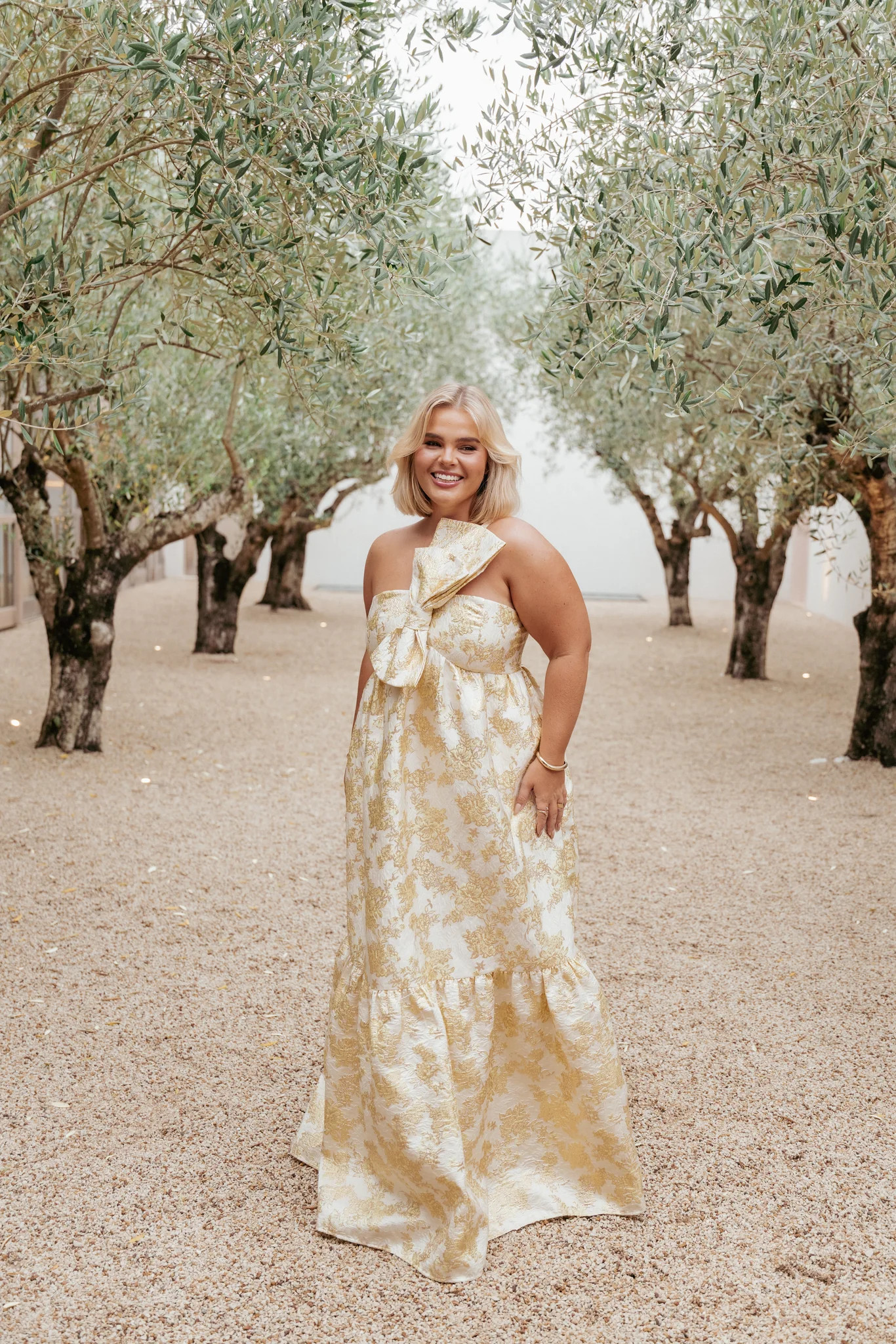 Betina Bow Front Maxi Dress - Yellow Brocade | Petal & Pup (US)