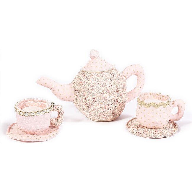 Set of 3 Plush Tea Set, Pink Floral | Maisonette