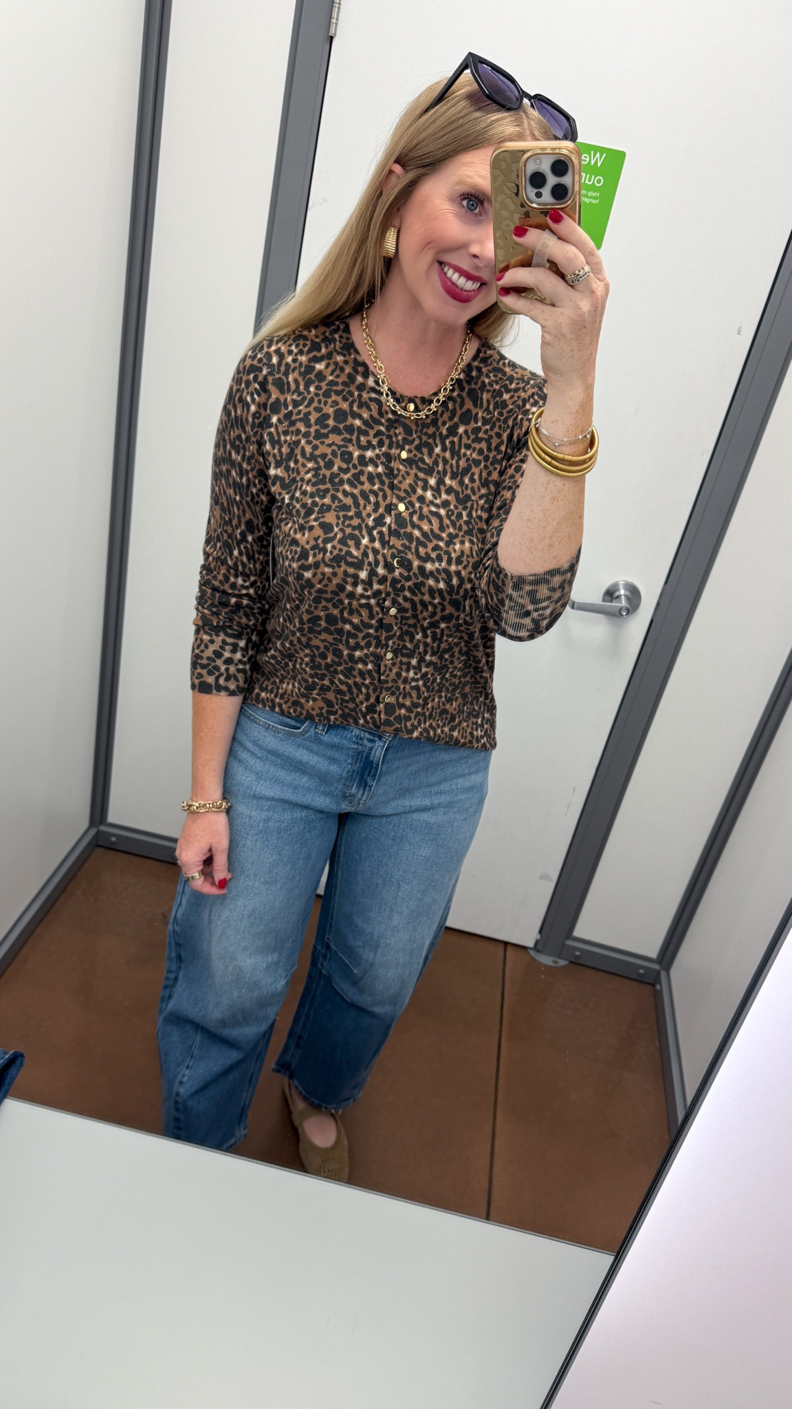 Scenario new arrivals outfit, Walmart style, leopard cardigan, barrel jeans

#LTKootd