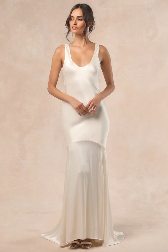 Love All of Me Champagne Satin Maxi Dress | Lulus