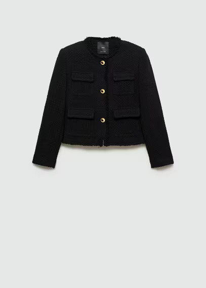Pocket tweed jacket black - Woman - 2XL - MANGO | MANGO (UK)