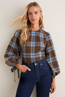 Chocolate Sky Plaid Ellery Blouse | Tuckernuck (US)