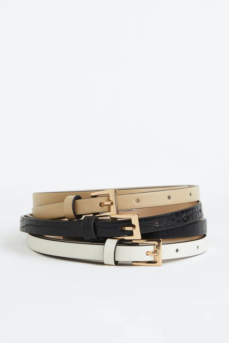 3-pack Narrow Belts | H&M (US + CA)