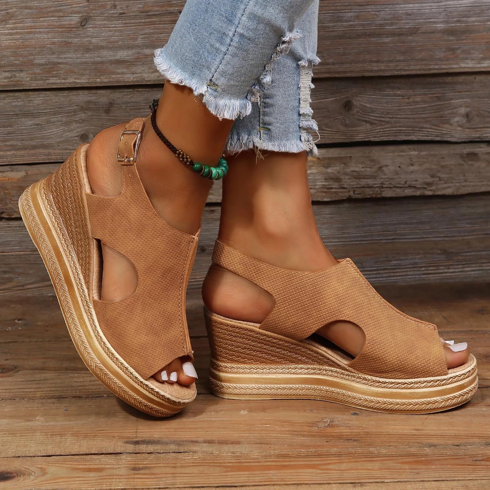 Vintage Boho Sandals Sawvnm Sandals For Women Dressy Summer Womens Slingback Open Toe Wedges High... | Walmart (US)