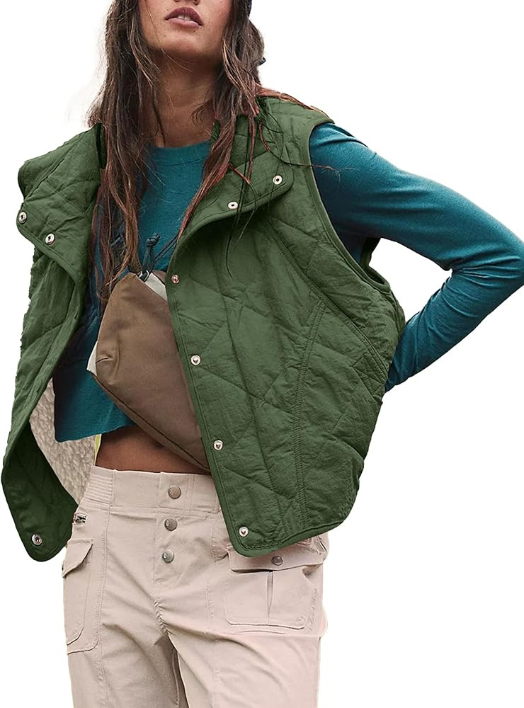 SeekMe Womens Quilted Puffer Vest Fleece Lined Sleeveless Lightweight Down Vests Warm Winter Sher... | Amazon (US)