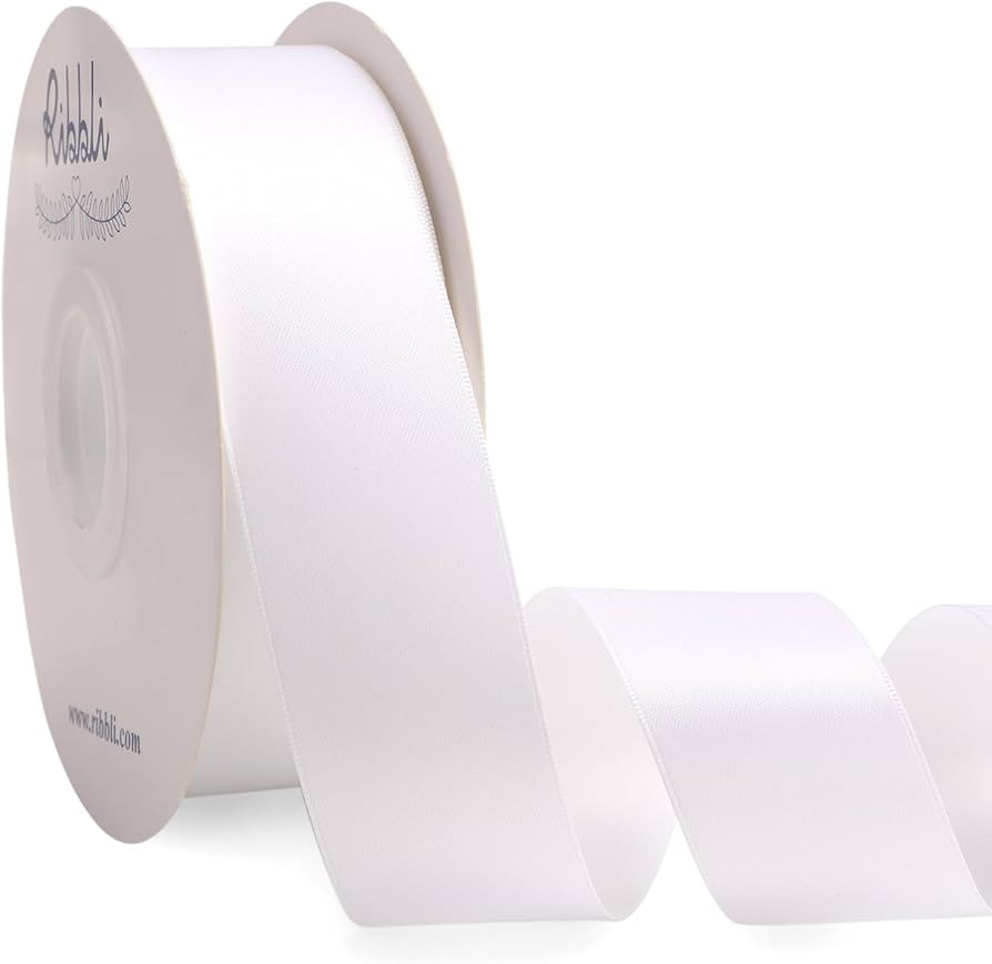 Ribbli White Satin Ribbon Double Faced Satin 1-1/2 Inch x Continuous 50 Yards-White Ribbon for Gi... | Amazon (US)