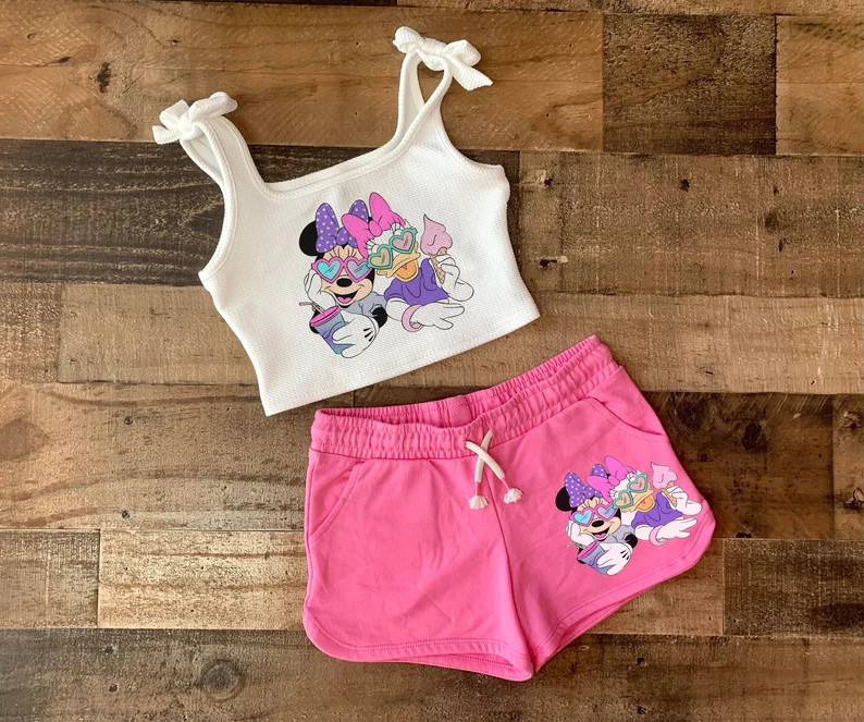 Girls Disney Minnie Crop Set, Daisy Duck Best Friend Tank, Girls Disney Set, Minnie Tank Tops, Da... | Etsy (US)
