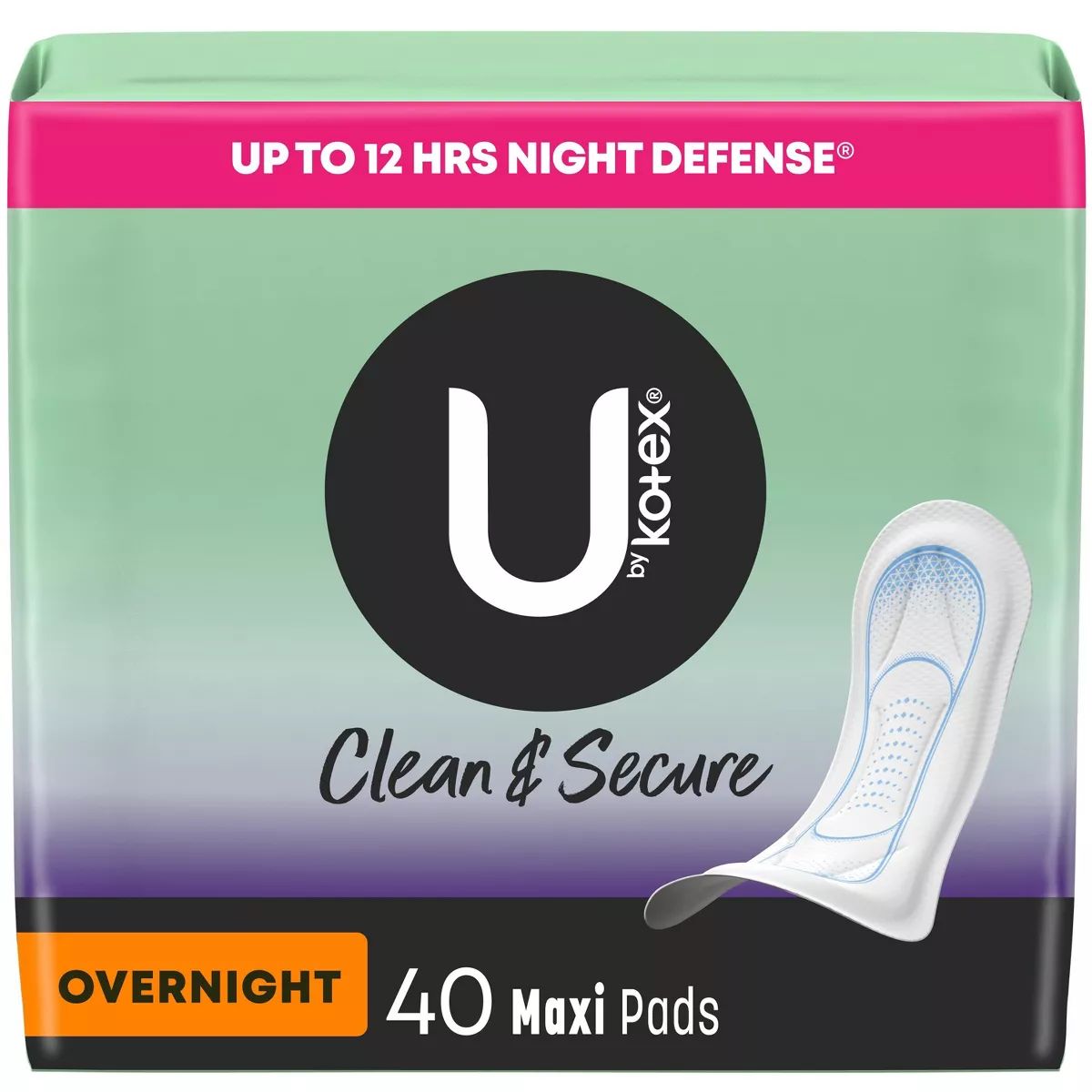 U by Kotex Clean & Secure Overnight Maxi Pads - Unscented - 40ct | Target