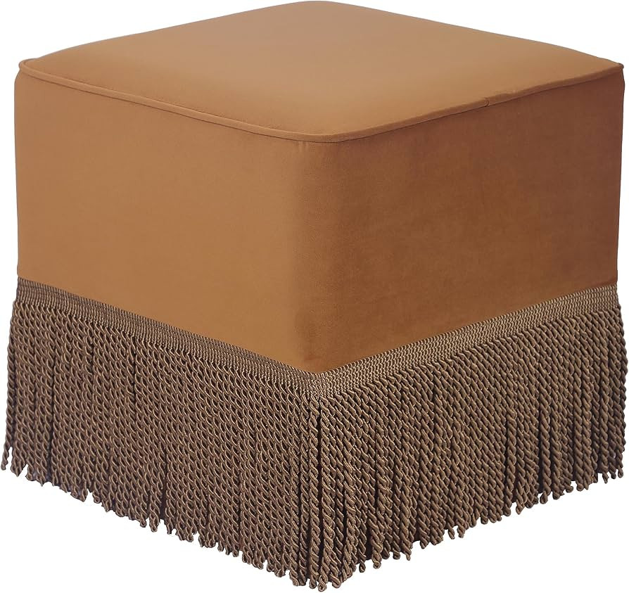 TOV Furniture Fenn 15.6" Square Velvet Ottoman in Turmeric Yellow | Amazon (US)