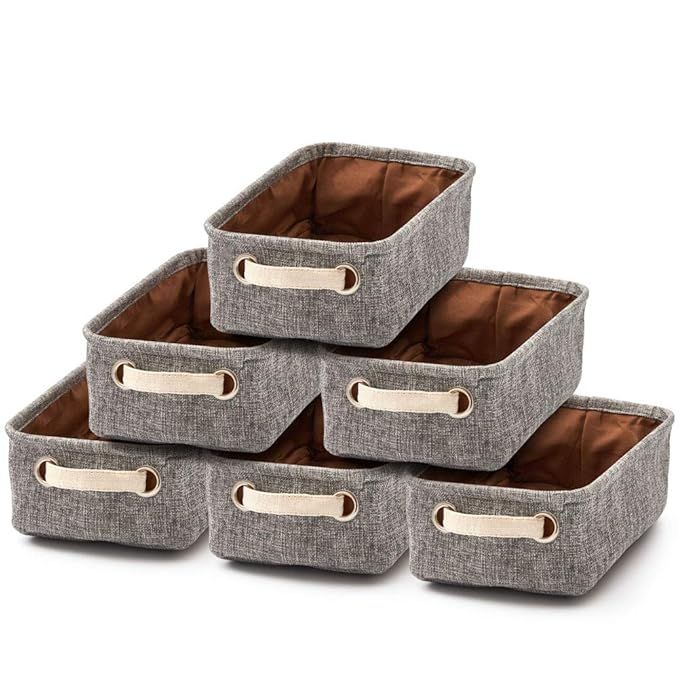 EZOWare Small Storage Bins Baskets, Pack of 6 Foldable Drawer Dresser Desktop Organizer Cubes Set... | Amazon (US)