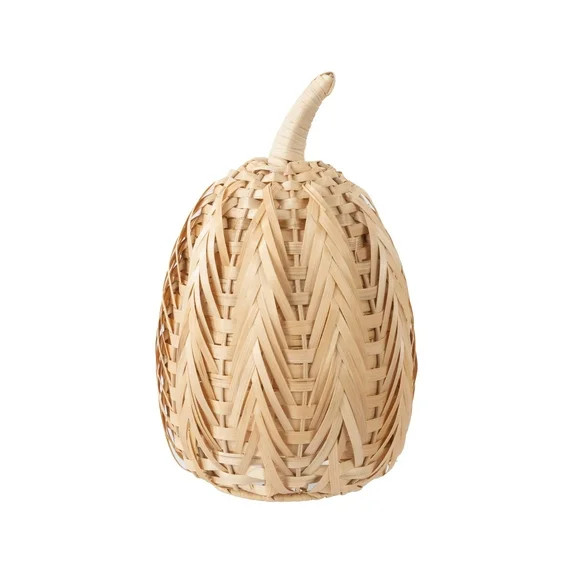 Bamboo Pumpkin Tabletop Decoration, Beige, 10.3", Harvest by Way To Celebrate - Walmart.com | Walmart (US)