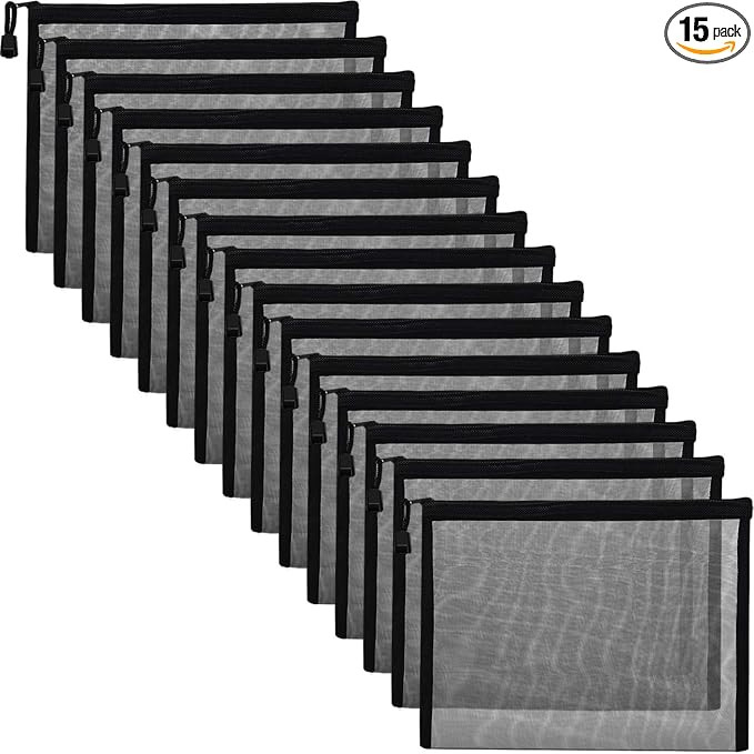 Outus 15 Pieces Mesh Bags Mesh Zipper Pouch Operation Christmas Makeup Bags Cosmetic Travel Organ... | Amazon (US)