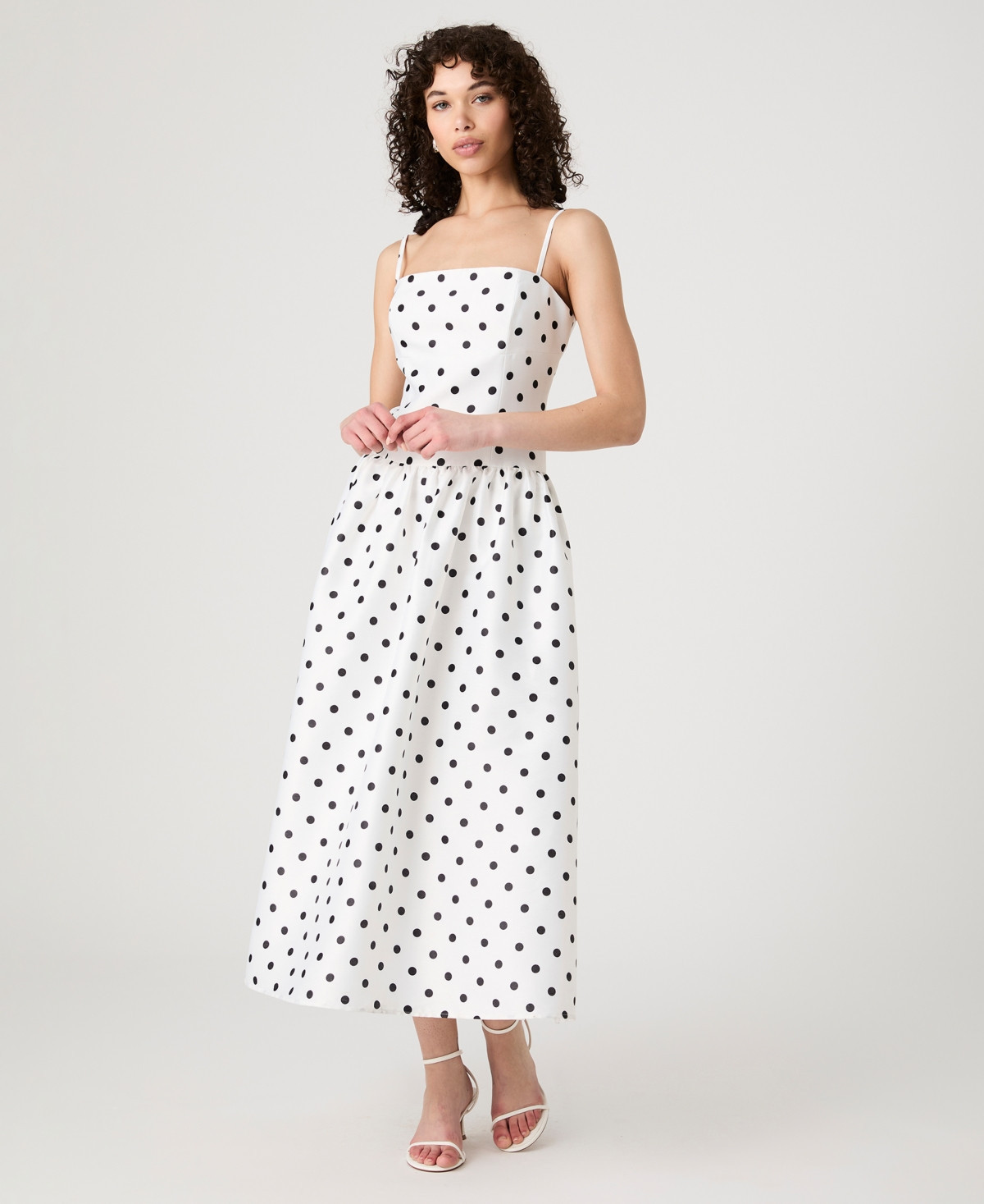 French Connection Women's Strappy Polka Dot Midi Dress - Summer White/Polka Dot | Macy's