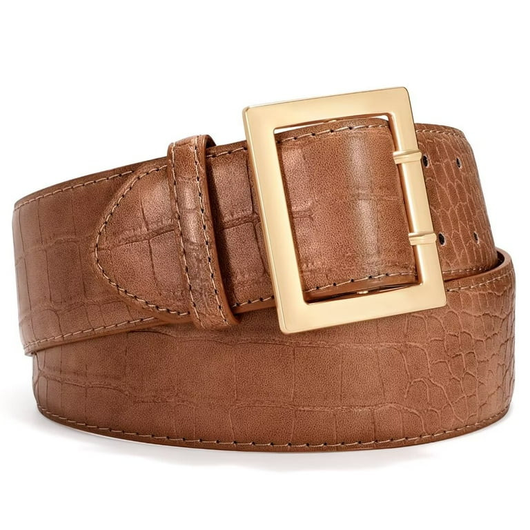 JASGOOD Women Wide Leather Belt for Jeans Dress Ladies Waist Belt with Gold Buckle - Walmart.com | Walmart (US)