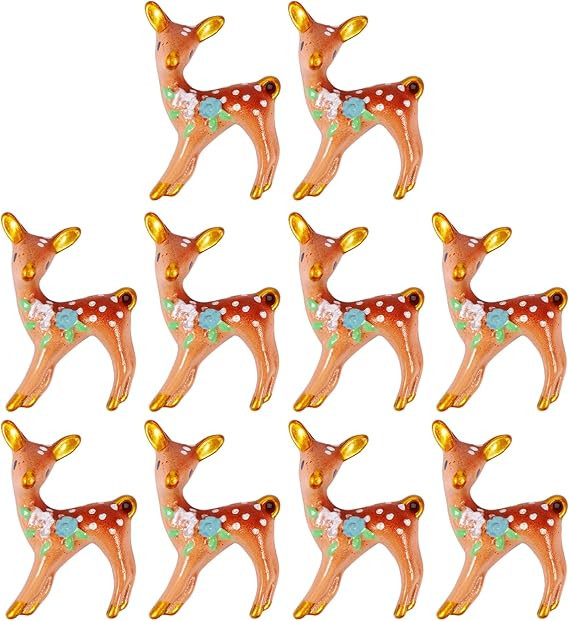 EXCEART 10pcs Mini Christmas Ornaments Reindeer Miniature Figurines Christmas Micro Landscape Orn... | Amazon (US)