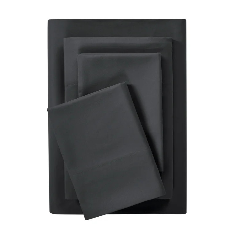 Mainstays Comfort Chill Microfiber Bed Sheet Set, Queen, Rich Black, 4 Piece | Walmart (US)