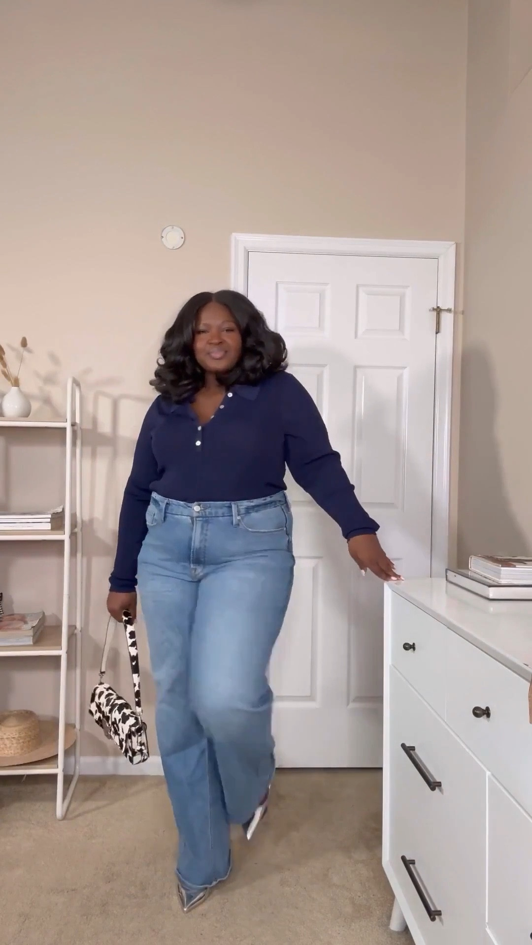 This is exactly what I mean when I say buy less and style more. A navy knit top and high-rise wide leg jeans create so many easy outfit combinations. Classic wardrobe staples that mix and match easily with pieces you already own. #widelegjeans #capsulewardrobe #everydayoutfit #timelessstyle #plussizefashion #curvyfashion #denimoutfit #stylebasics #ltkstyle #wardrobeessentials

#LTKSeasonal #LTKPlusSize #LTKootd