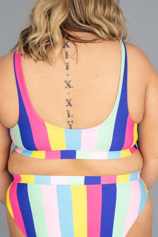 Rainbow Dreams Rainbow Stripe Bikini Top | The Pink Lily Boutique