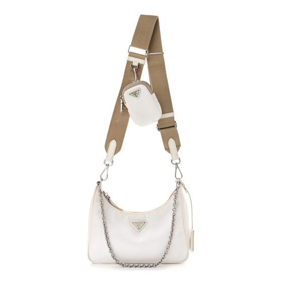 PRADA Nylon Re-Edition 2005 Shoulder Bag White | FASHIONPHILE (US)