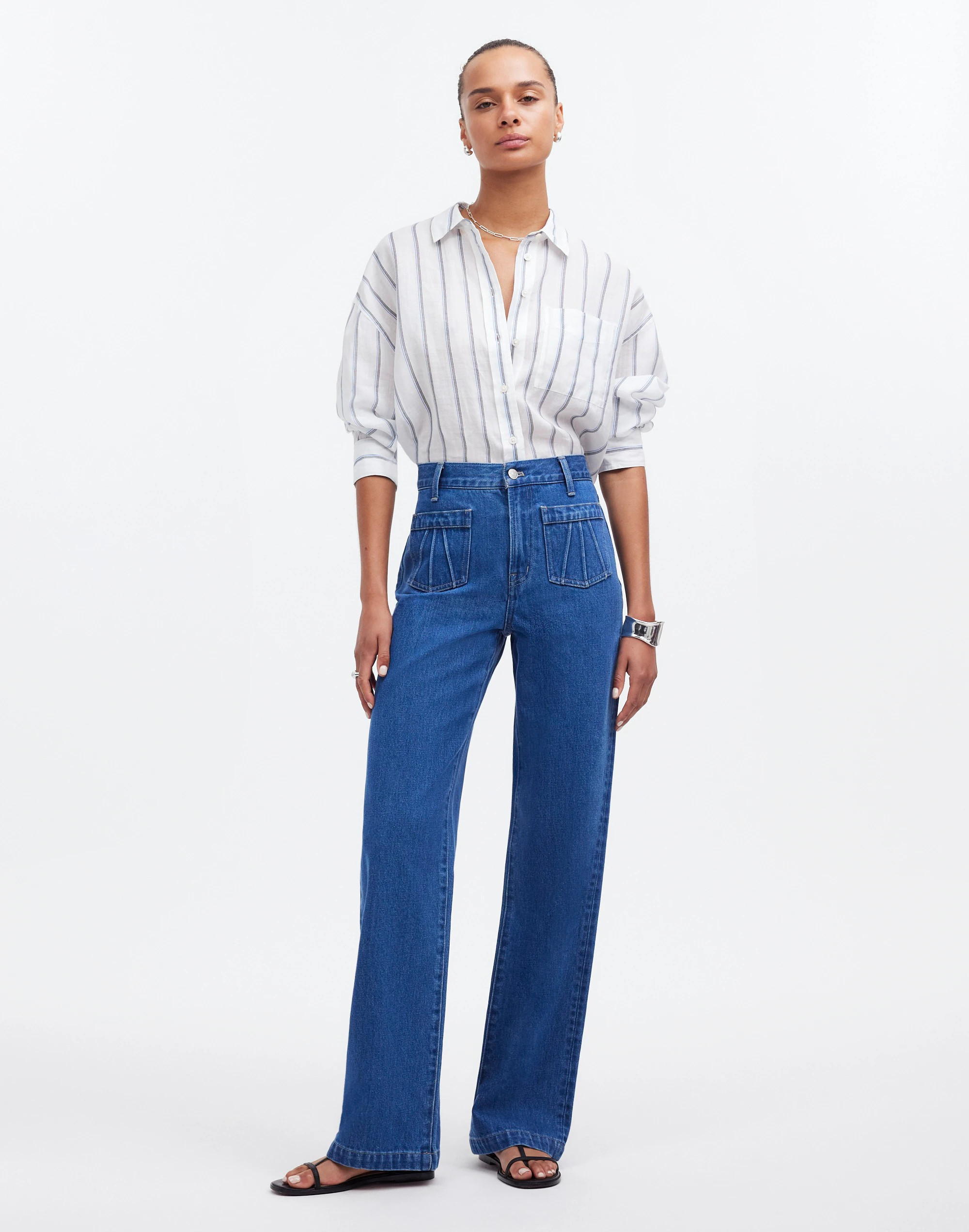Madewell x Lisa Says Gah! The Perfect Vintage Wide-Leg Crop Jean in Eyelet White | Madewell