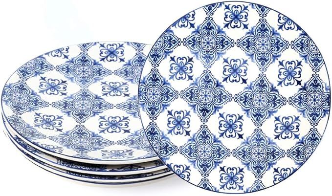 Sonemone Blue Farmhouse Floral Dinner Plates Set of 4, 11 Inch Platos De Cocina, Microwave & Dish... | Amazon (US)