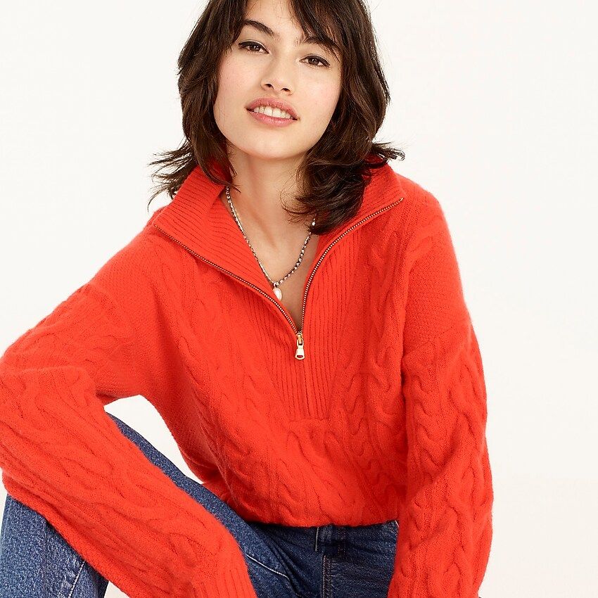 Cable-knit half-zip sweater in supersoft yarn | J.Crew US