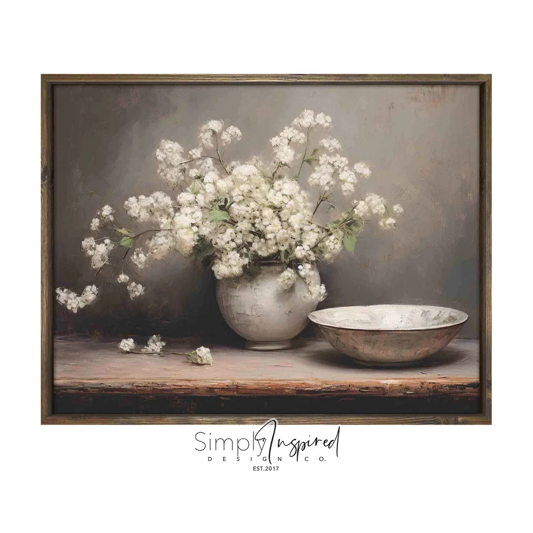 Vintage Floral in Vase Framed Canvas | Paper Print | Spring & Summer Landscape | Simply Inspired ... | Etsy (US)