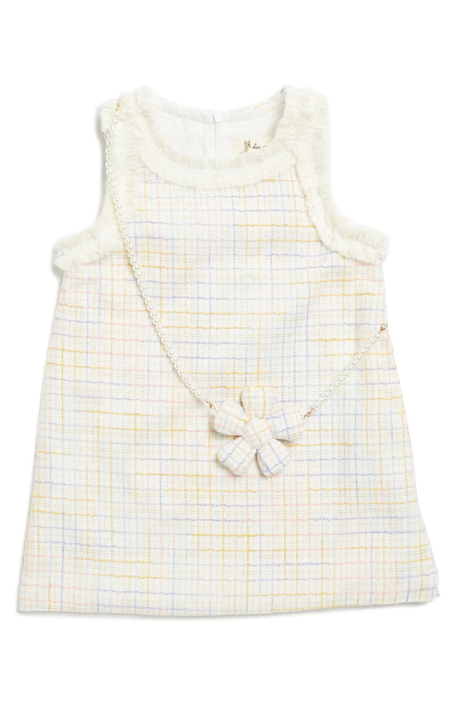 Doe A Dear Kids' Sleeveless Tweed Faux Pearl Necklace Dress | Nordstromrack | Nordstrom Rack