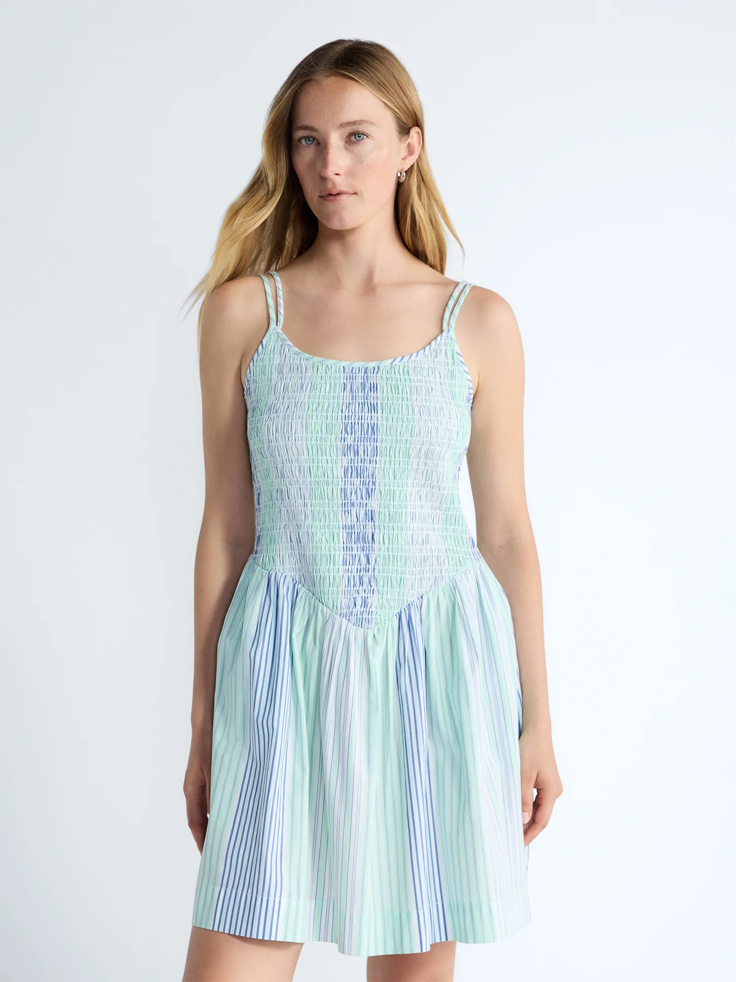 Free Assembly Women's Sleeveless Smocked Cotton Mini Dress, Sizes XS-XXL | Walmart (US)