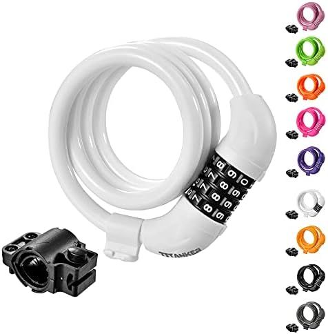 Titanker Bike Lock, Bike Locks Cable 4 Feet Coiled Secure Resettable Combination Bike Cable Lock wit | Amazon (US)