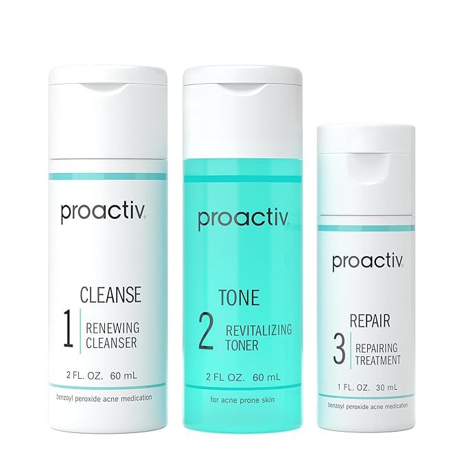 Proactiv 3 Step Acne Treatment - Benzoyl Peroxide Face Wash, Repairing Acne Spot Treatment for Fa... | Amazon (US)