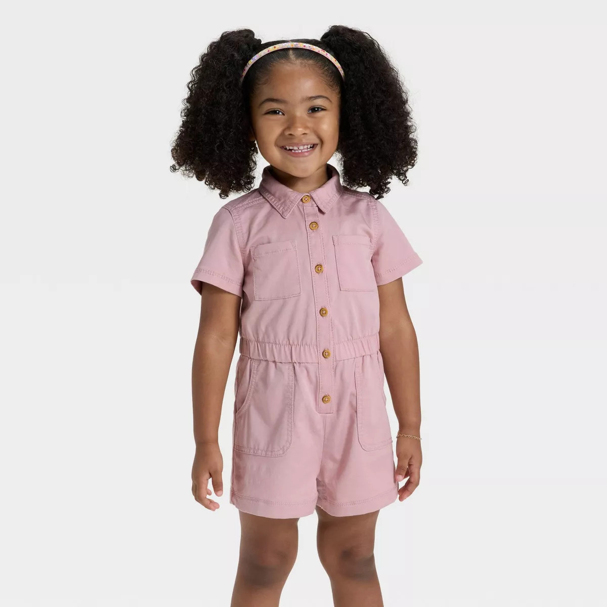 Toddler Girls' Utility Romper - Cat & Jack™ Olive Green 5T | Target