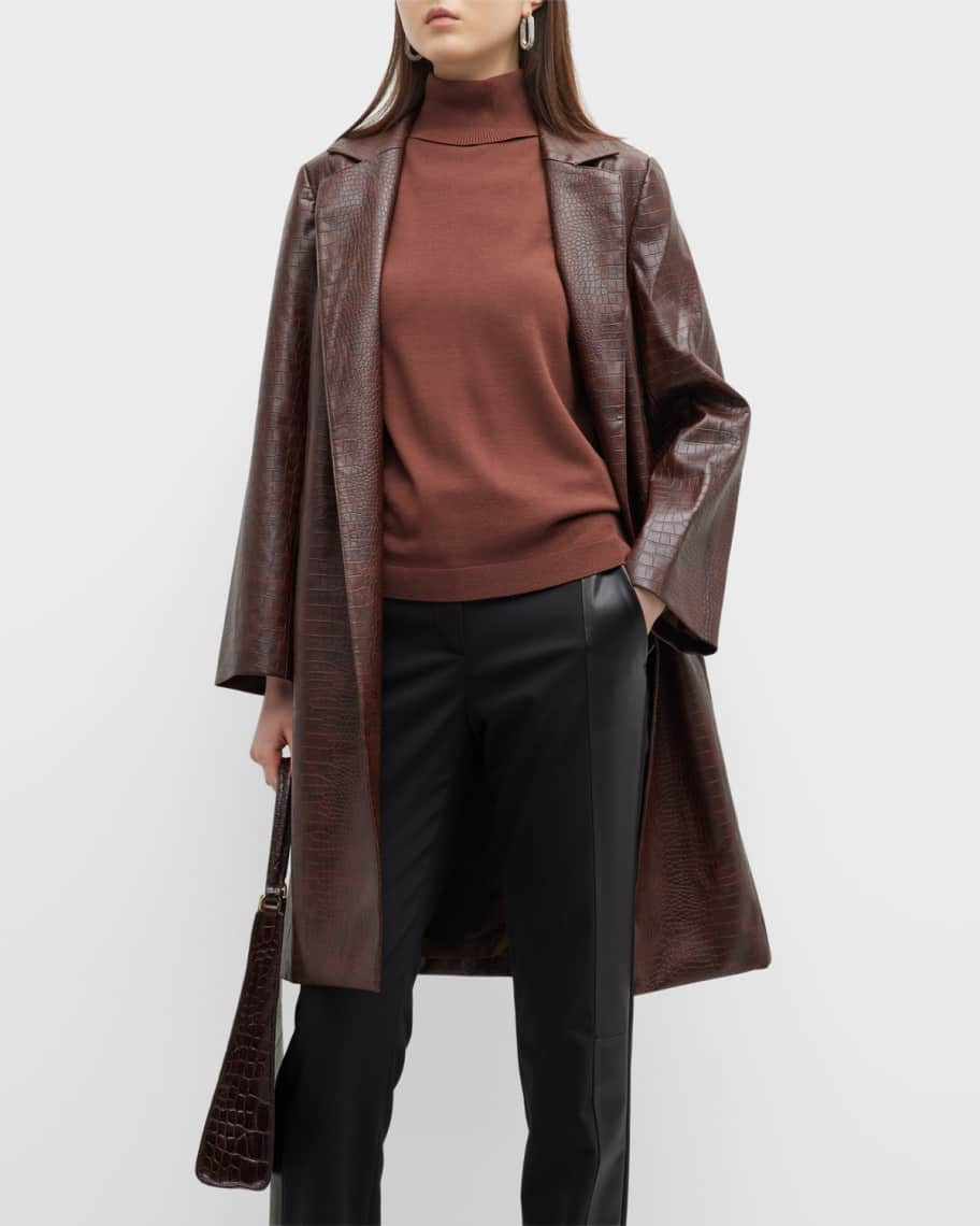 Toccin Faux Crocodile Leather Open-Front Coat | Neiman Marcus