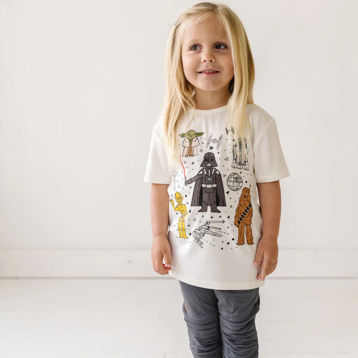 Star Wars™ May the Force Be With You Soft White Graphic Tee | Little Sleepies