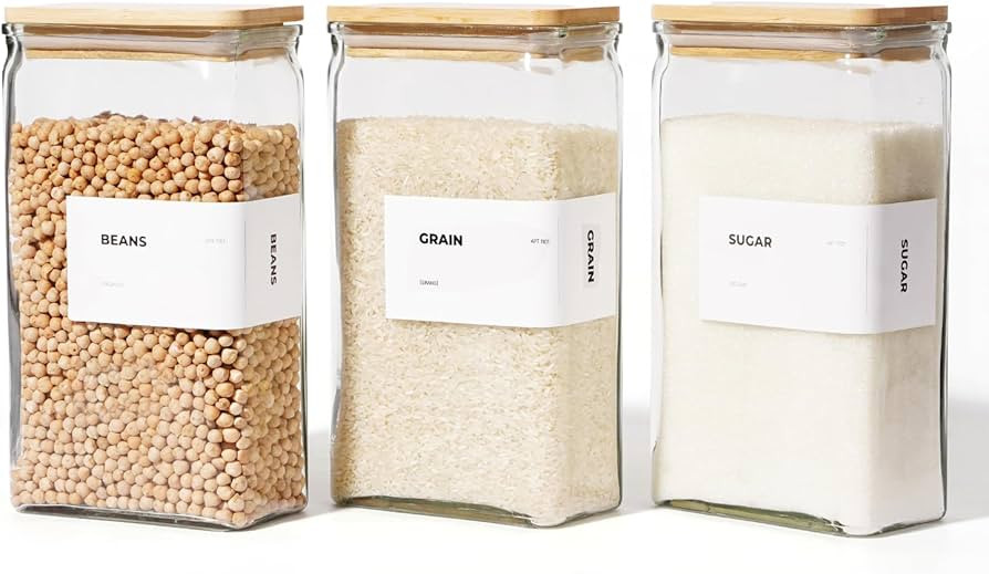 APT 1101 Glass Storage Jars with Bamboo Lid, glass canisters with airtight lids, Clear jars with ... | Amazon (US)