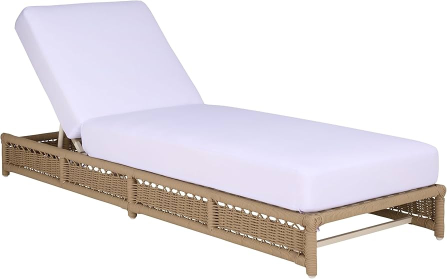 SAFAVIEH Outdoor Patio Furniture Collection \u2013 Callan Tan Rope & White Cushion Lounger, Fully... | Amazon (US)