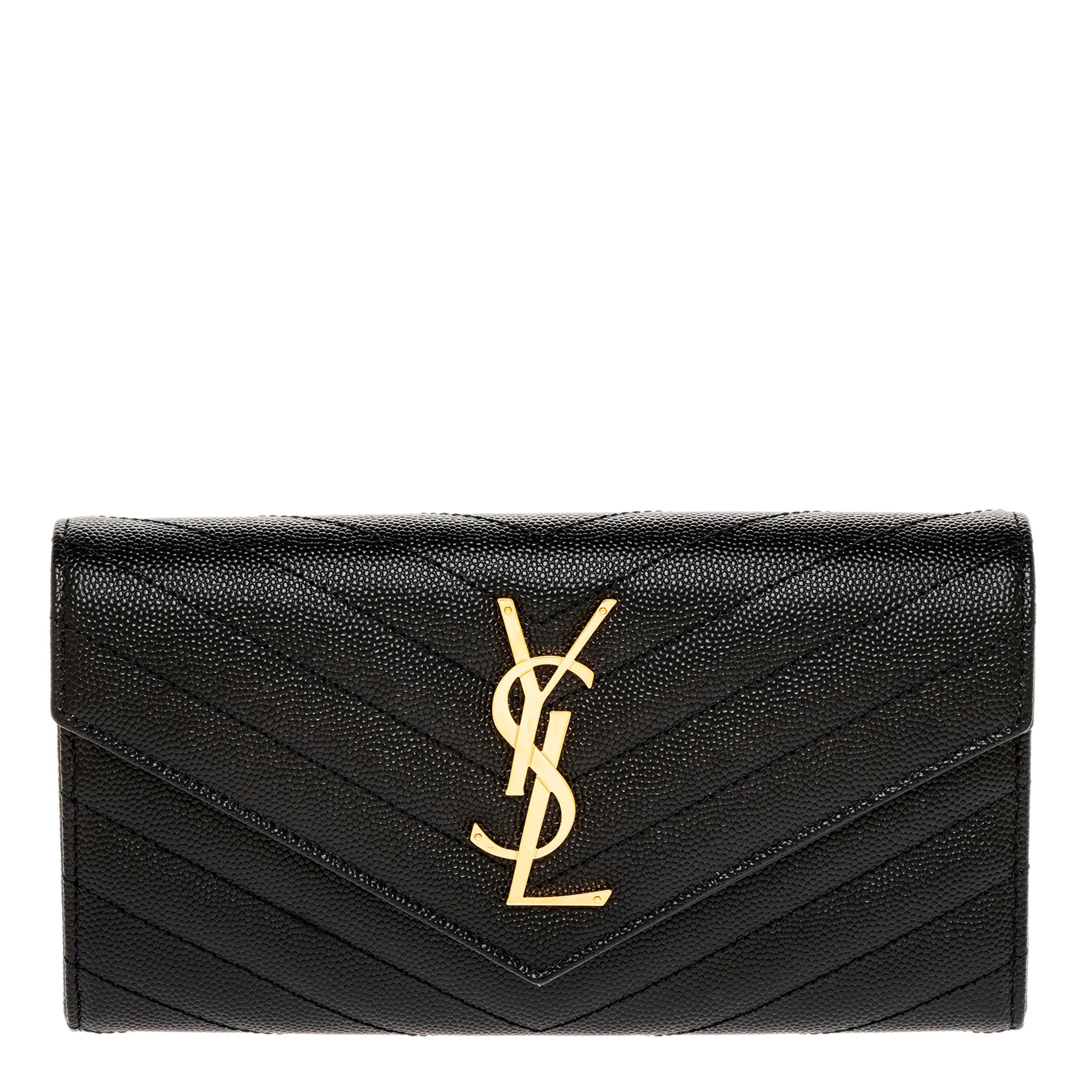 Saint Laurent Cassandre Large Flap Wallet in Grain de Poudre Leather - Overstock - 43580390 | Overstock