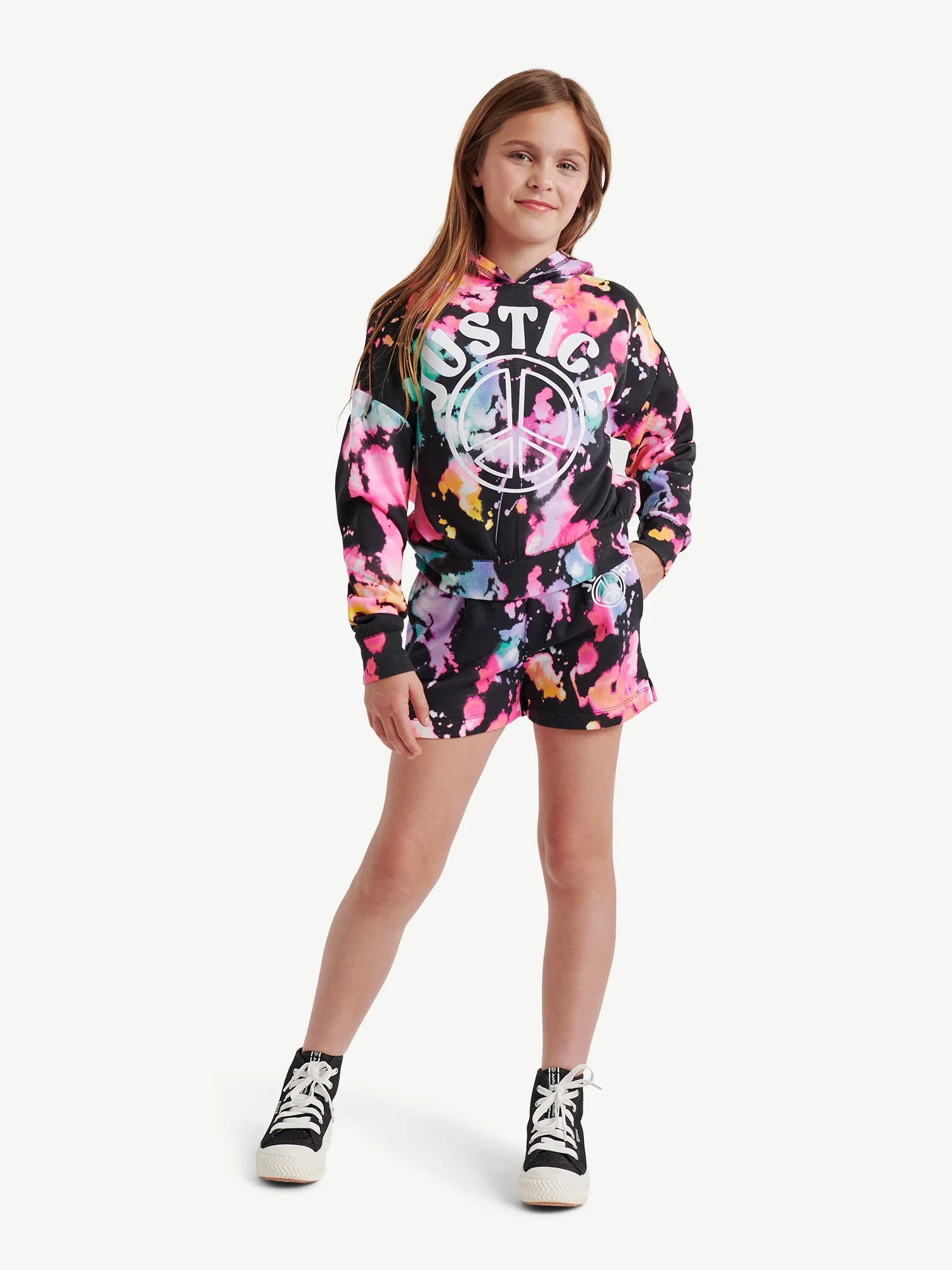 Justice Girls Fleece Hoodie and Short 2-Piece Set, Sizes XS-XLP | Walmart (US)