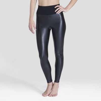 Assets by Spanx Women's All Over Faux Leather Leggings - Black | Target
