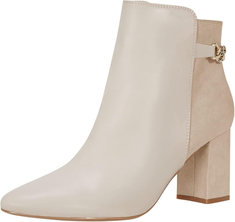 Womens Chunky Ankle Boots Block High Heel Dress Booties Chain Pointed Toe Shooties Side Zipper Wi... | Amazon (US)