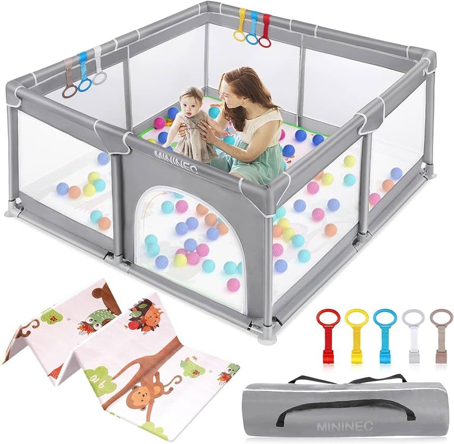 Baby Playpen with Mat,70"x59" Baby Playpen for Babies and Toddlers,Kids Playard Activity Center w... | Amazon (US)