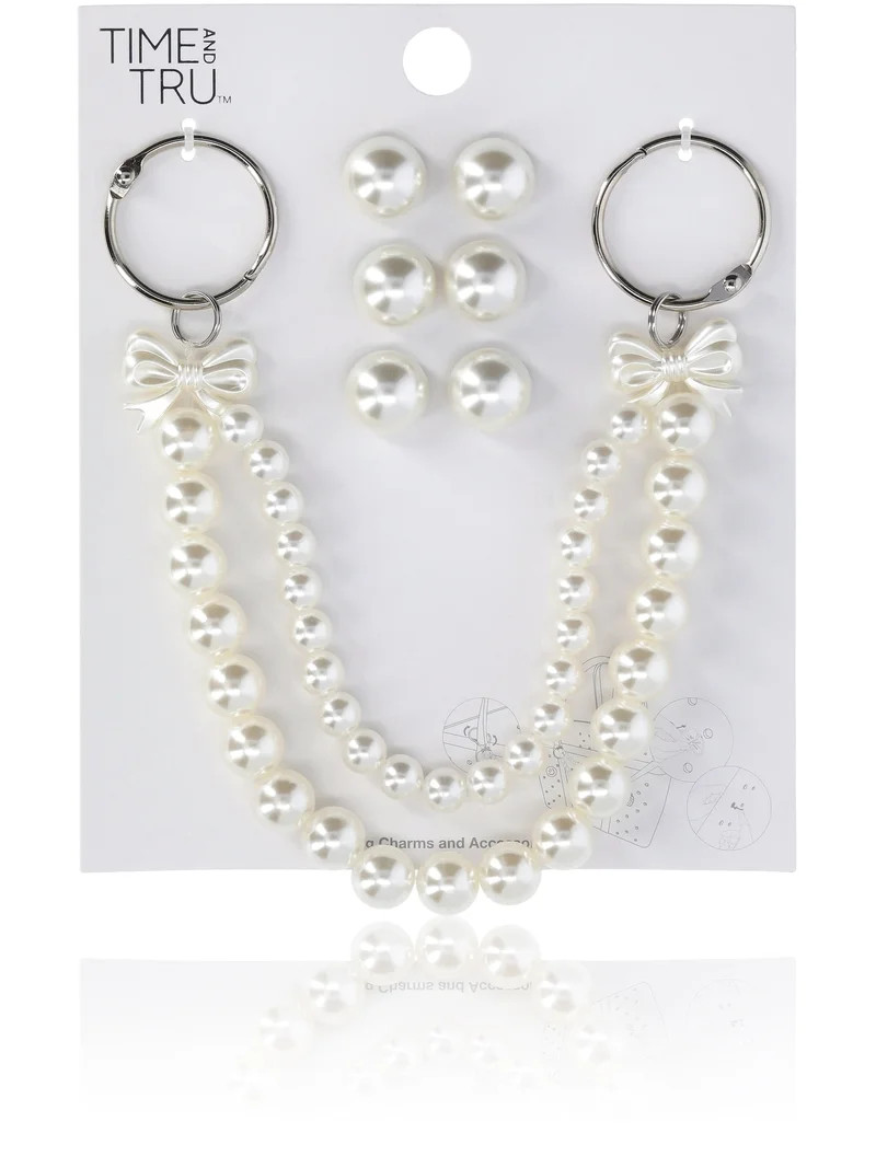 Time and Tru Women's Fashion Tote Bag Charms, 7-Piece Set with Faux Pearl Accents | Walmart (US)