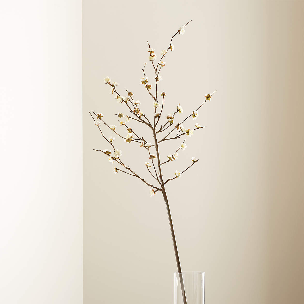 Artificial White Cherry Blossom Flower Branch 42" + Reviews | Crate & Barrel | Crate & Barrel