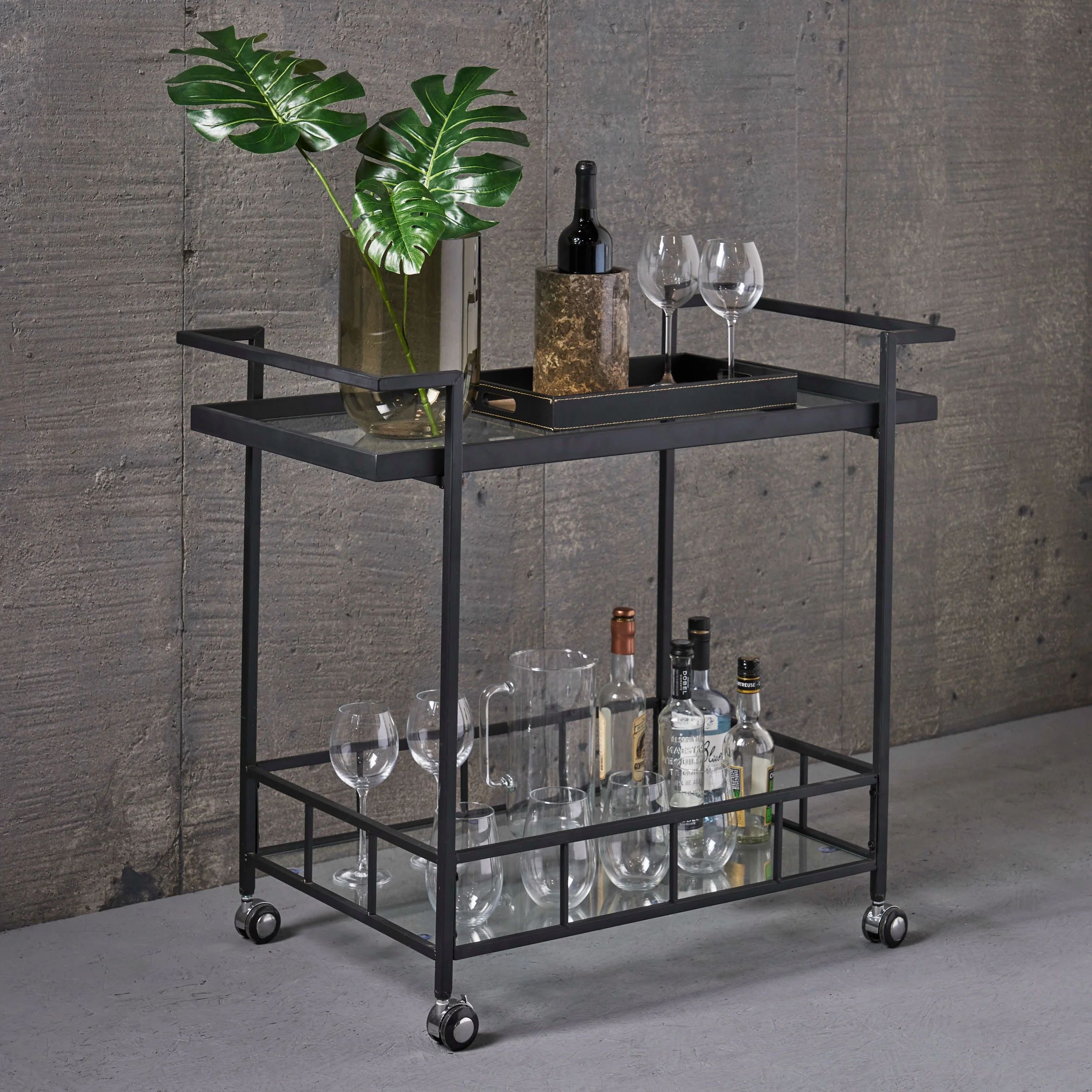 River Street Designs Cinphany Tempered Glass Bar Cart | Walmart (US)