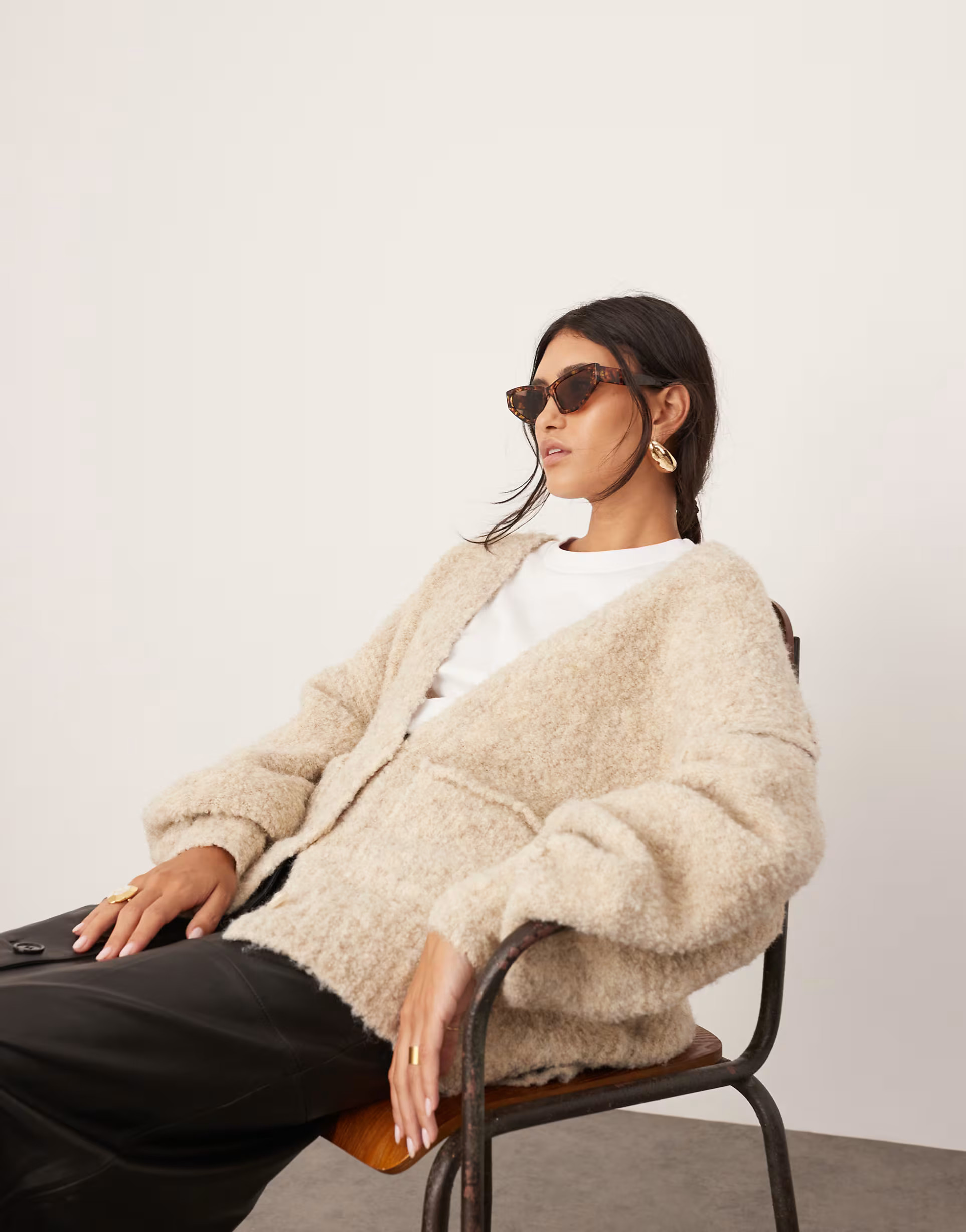 ASOS EDITION knitted boucle super oversized cardigan in oat | ASOS (Global)