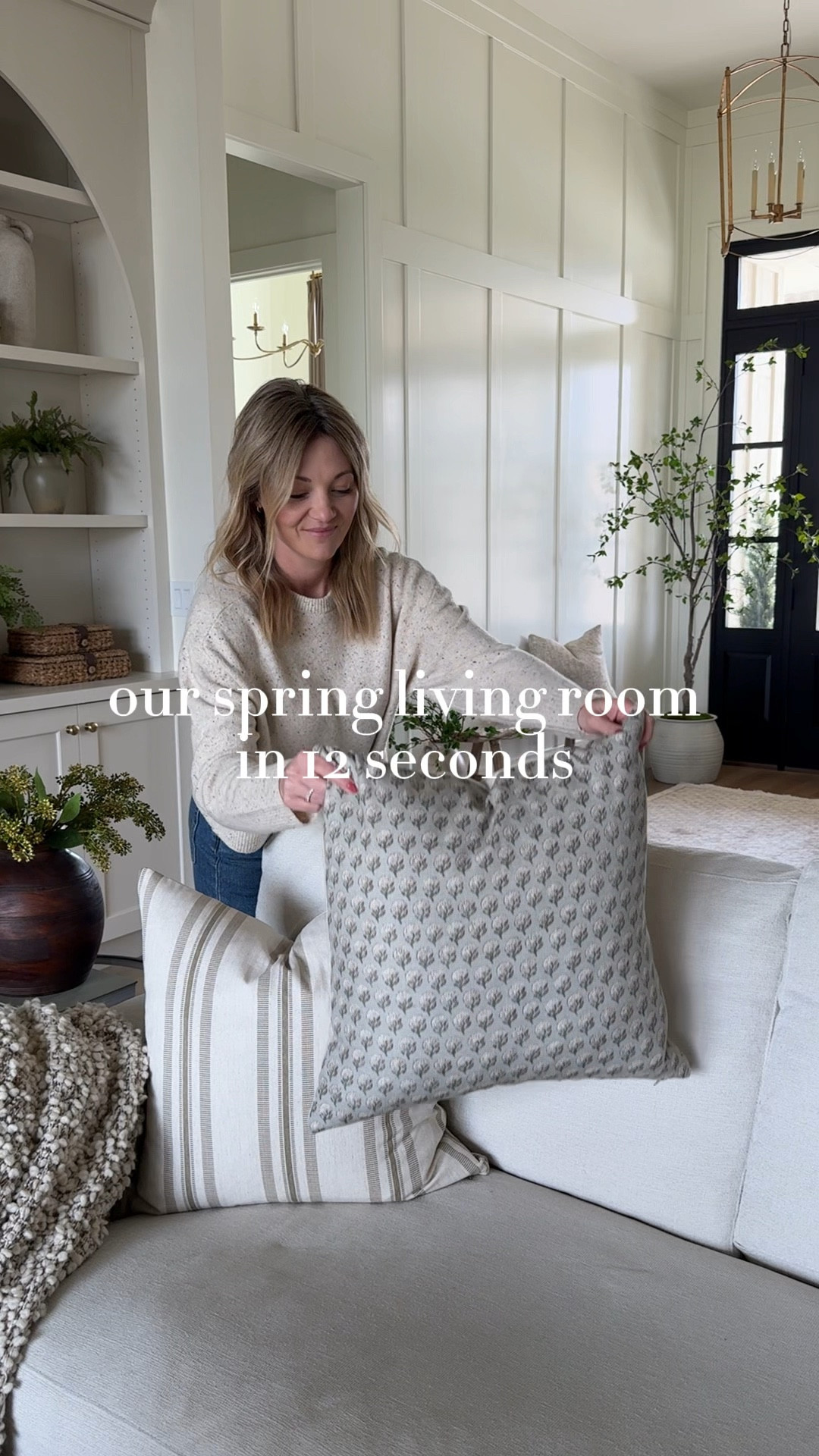 Our living room got a little refresh and I am swooning over these Spring Pillows from my friends at @hacknerhome ☺️ this combo of textures, stripes and florals is giving fresh and crisp vibes but still feels so cozy and welcoming! 

I’m always blown away by the quality of these pillow covers, and that the selection of patterns mix and match so beautifully 🤩
Styling tip: size up your pillow insert for a perfectly choppable pillow! 

@hacknerhome #myhacknerhomepillows  #ltksalealert #livingroom #livingroomdecor #springdecor

#LTKSeasonal #LTKHome #LTKStyleTip