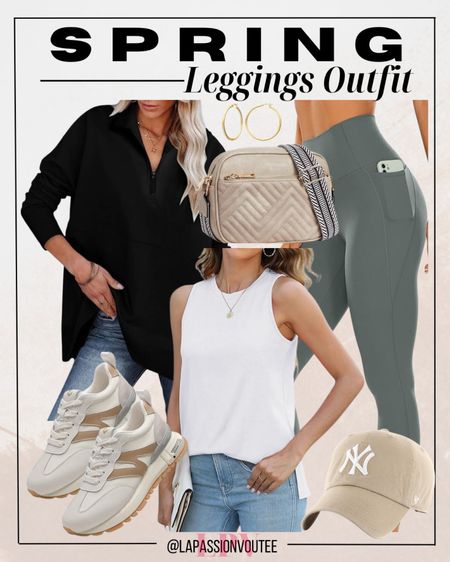 Upgrade your casual spring look with this laid-back yet stylish ensemble! Layer an oversized pullover over a tank top and leggings for cozy comfort. Add a cap, hoop earrings, and a crossbody bag for practical flair. Finish the look with trendy sneakers for an effortlessly cool vibe.

#LTKstyletip #LTKSeasonal