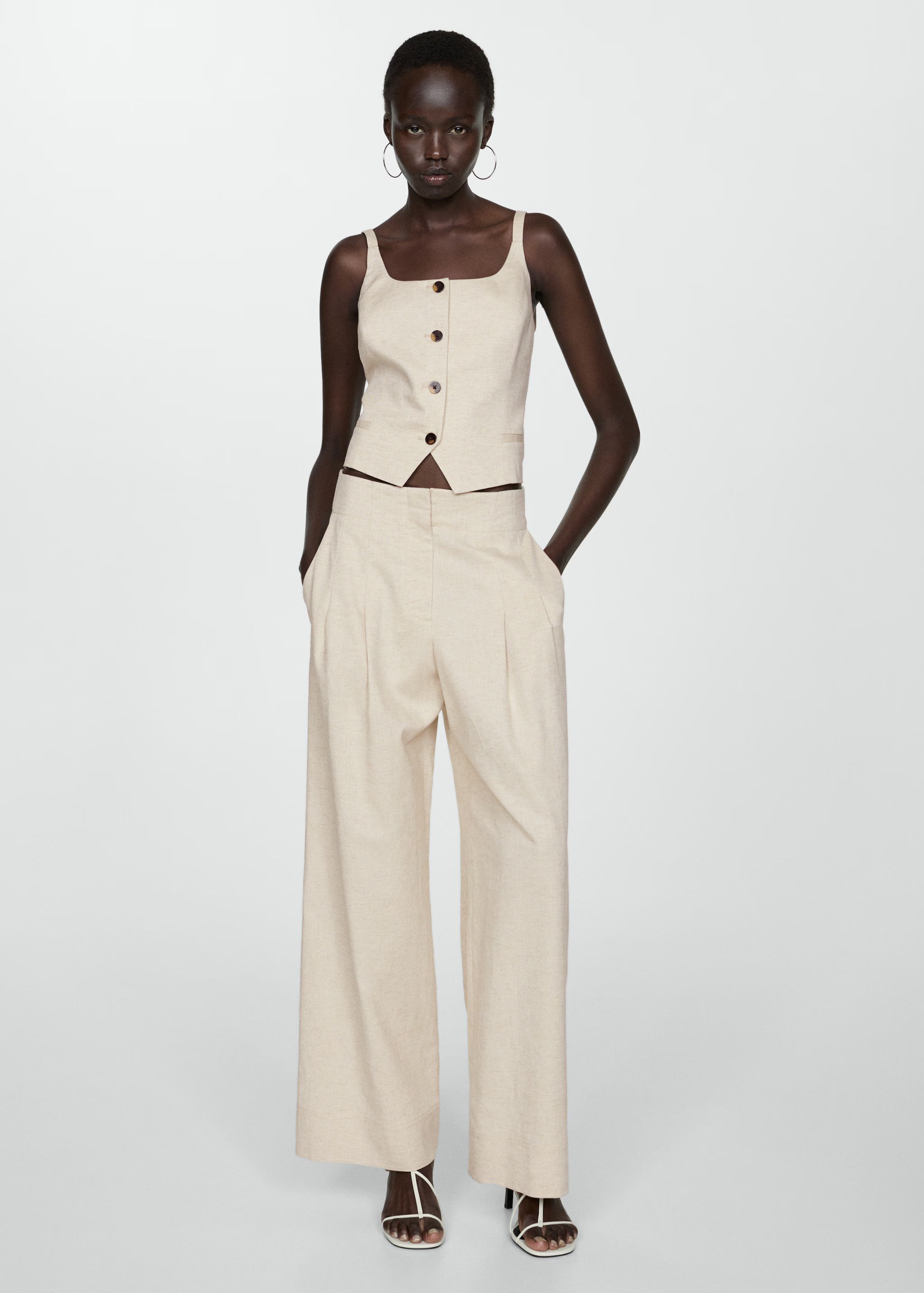 Wideleg pleated pants - Woman | MANGO USA | MANGO (US)